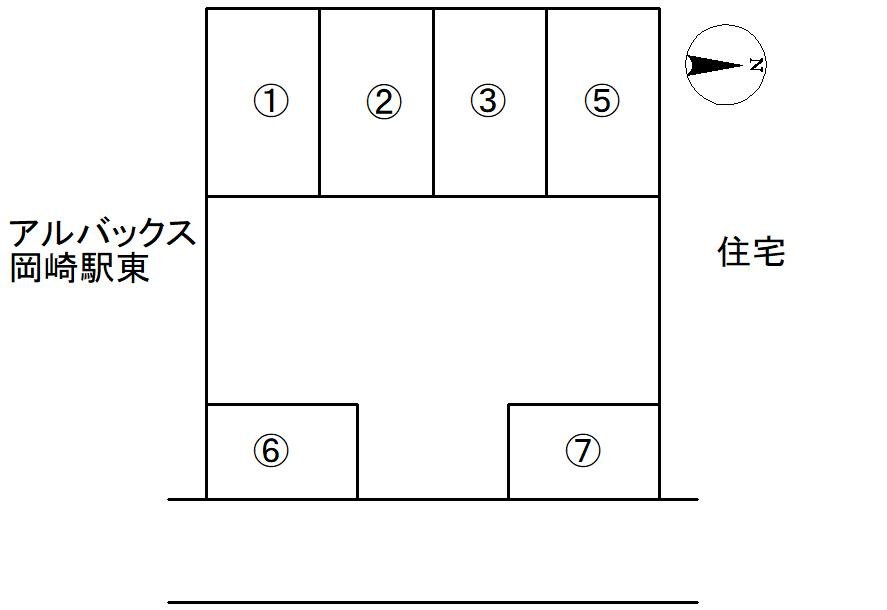 月極駐車場　岡崎市柱町東荒子　区画